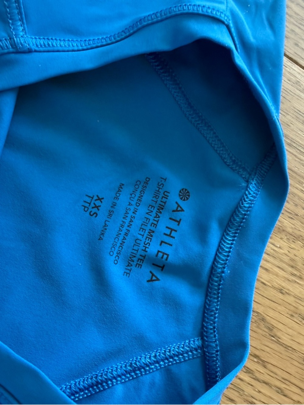 Athleta Bright  Blue mesh Tee - Picture 2 of 6
